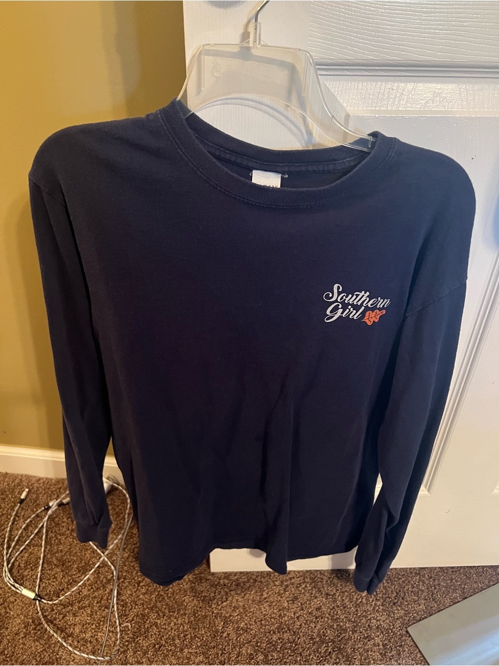 Gildan Navy Long Sleeve Tee with Southern Girl Script